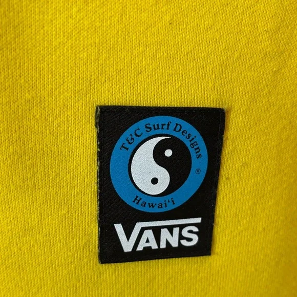 Vans Vibrant Yellow T & C Surf Designs Hoodie with Colorful Sleeves - Picture 3 of 8